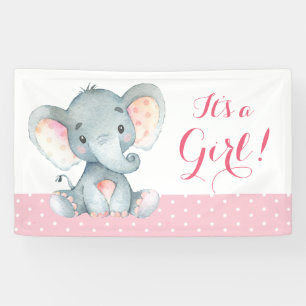 Girl Elephant Baby Dusche Pink Banner