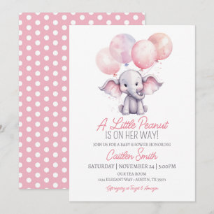Girl Elephant Baby Dusche Pink Grau Punkte Einladung
