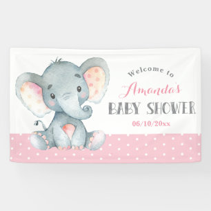 Girl Elephant Baby Dusche Rosa und Grau Banner