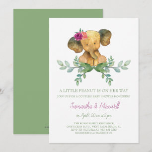 Girl Elephant Baby Shower Einladung