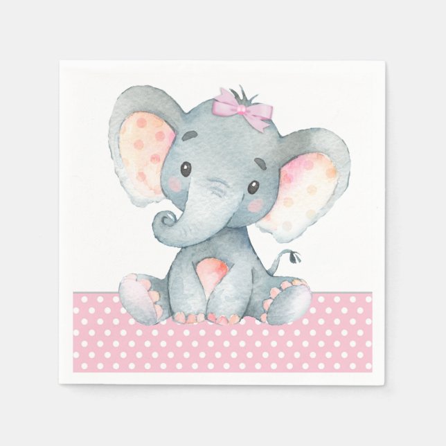 Girl Elephant Baby Showpapier Napkins Serviette (Vorderseite)
