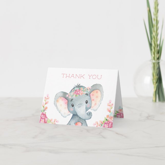 Girl Elephant Babydusche Danke (Vorderseite)