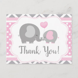 Girl Elephant Babydusche Danke Postcard Postkarte