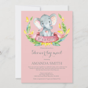 Girl Elephant Babydusche per Mail Einladung