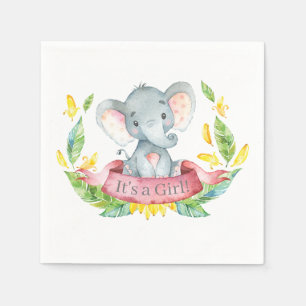 Girl Elephant Babydusche Pink Napkins Serviette