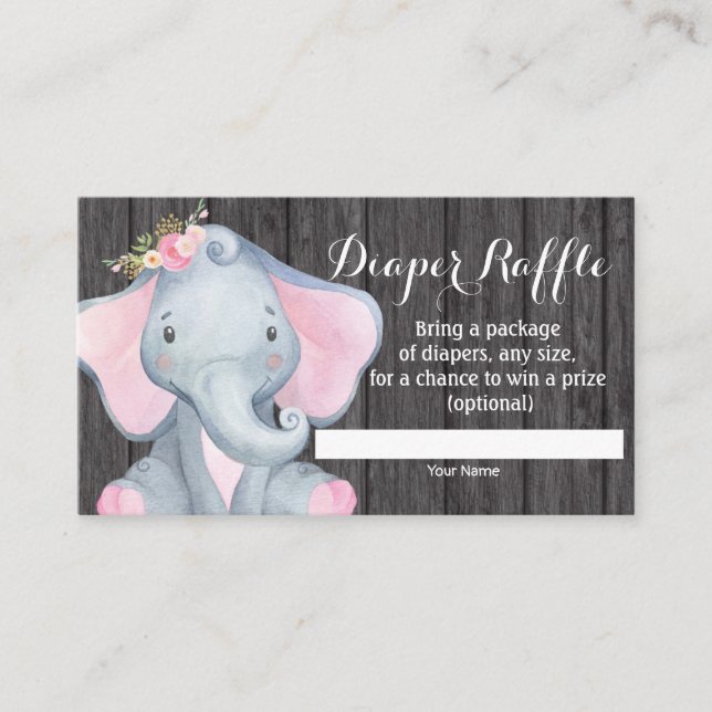 Girl Elephant Babydusche Windelwaschkarte Begleitkarte (Vorderseite)