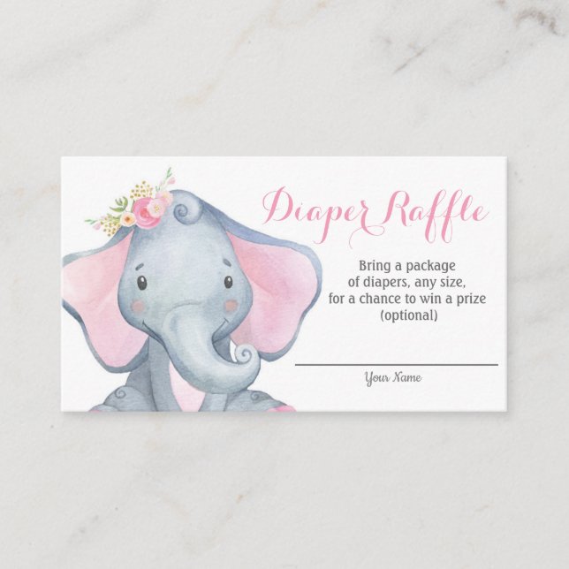 Girl Elephant Babydusche Windelwaschkarte Begleitkarte (Vorderseite)
