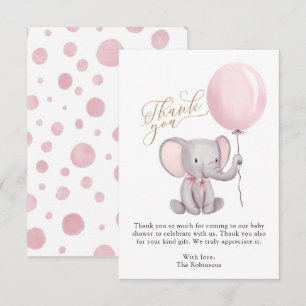 Girl Elephant Balloons Babydusche Danke Karte