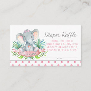 Girl Elephant Diaper Raffles Tickets Begleitkarte