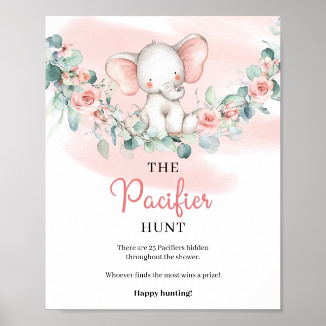 Girl Elephant eucalyptus Schnuller Jagd Spiel Poster (Vorne)