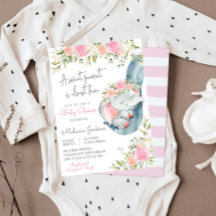 Girl Elephant Floral Baby Dusche