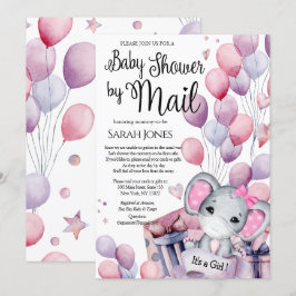 Girl Elephant Pink Balloons Baby Dusche von Mail Einladung