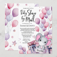 Girl Elephant Pink Balloons Baby Dusche von Mail