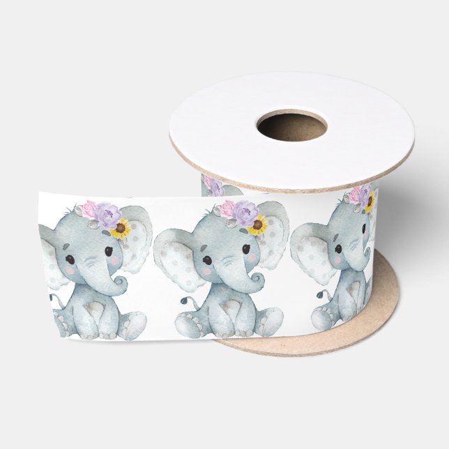Girl Elephant Satin Ribbon Pink Lila gelb Satinband (Spule)