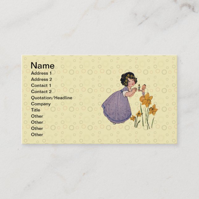 Girl Elf Fairy Daffodil Antique Oaster Visitenkarte (Vorderseite)