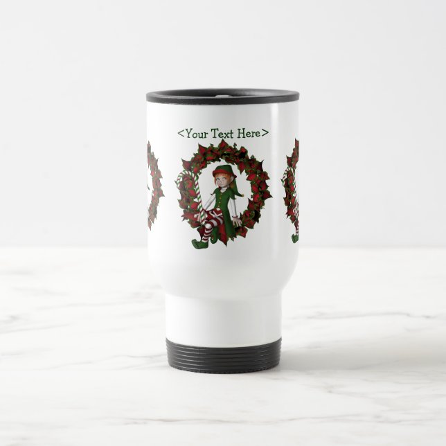 Girl Elf Personalisierter Weihnachtsurlaub Reisebecher (Mittel)