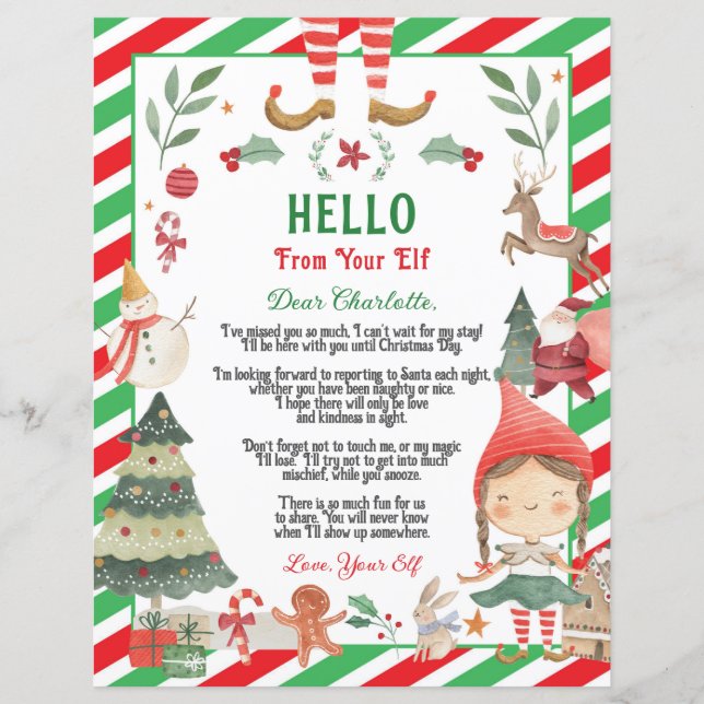 Girl Elf Rückkehr Weihnachtsbrief von Elf (Vorderseite)