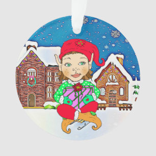 Girl Elf Whimsical Personalisierte Weihnachten Ornament
