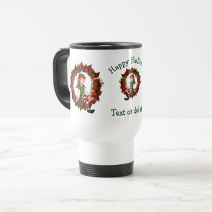 Girl Elf Wreath Personalisierter Weihnachtsurlaub Reisebecher