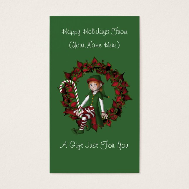 Girl Elf Wreath Weihnachtsfeiertag - Geschenkkarte (Vorderseite)
