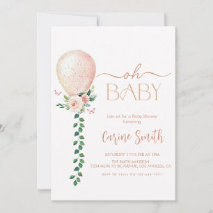Girl Eucalyptus Greenery Balloon Baby Shower Einladung