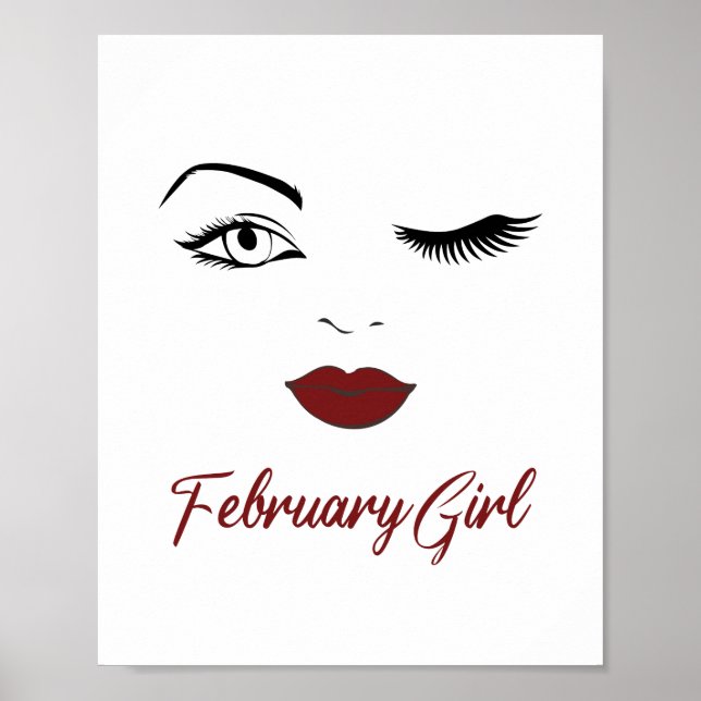 Girl Eyes Niedlich Red Lips Wink Birthday Poster (Vorne)