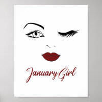 Girl Eyes Niedlich Red Lips Wink Geburtstag