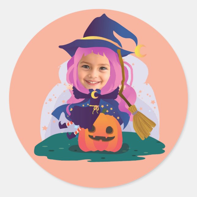Girl Face Personalized Runder Aufkleber (Vorderseite)
