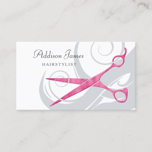 Girl Fairstylist Pink Scissors Curls Ernennung Terminkarte (Vorderseite)