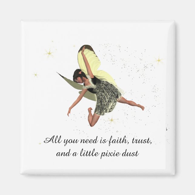 Girl Fairy mit gelbem Flügelmagnet Magnet (Vorne)
