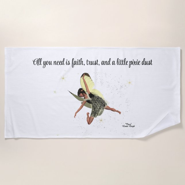 Girl Fairy mit gelbem Wings Beach Handtuch (Vorderseite)