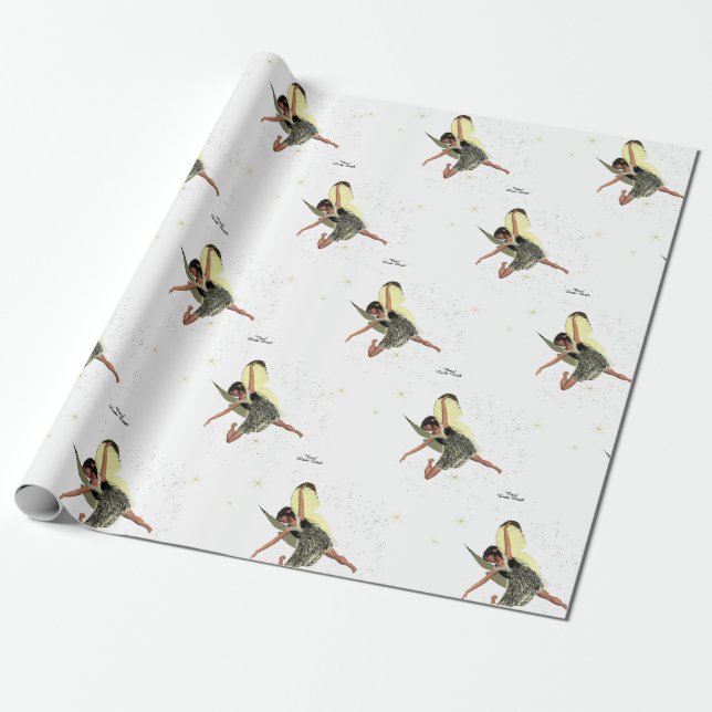 Girl Fairy mit gelbem Wings Wrapping Paper Geschenkpapier (Ungerollt)