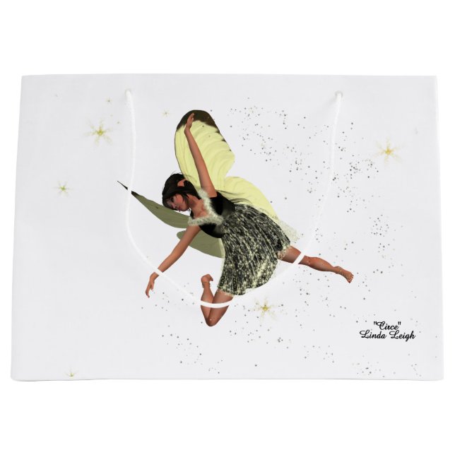Girl Fairy mit gelben Flügeln Geschenktasche Große Geschenktüte (Vorderseite)