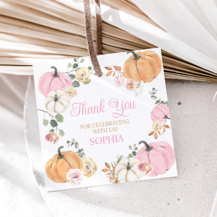 Girl Fall Pumpkin Erster Geburtstagsparty Square Geschenkanhänger