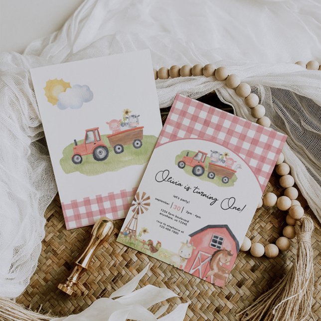 Girl Farm Animals Barnyard Birthday Einladung (Von Creator hochgeladen)