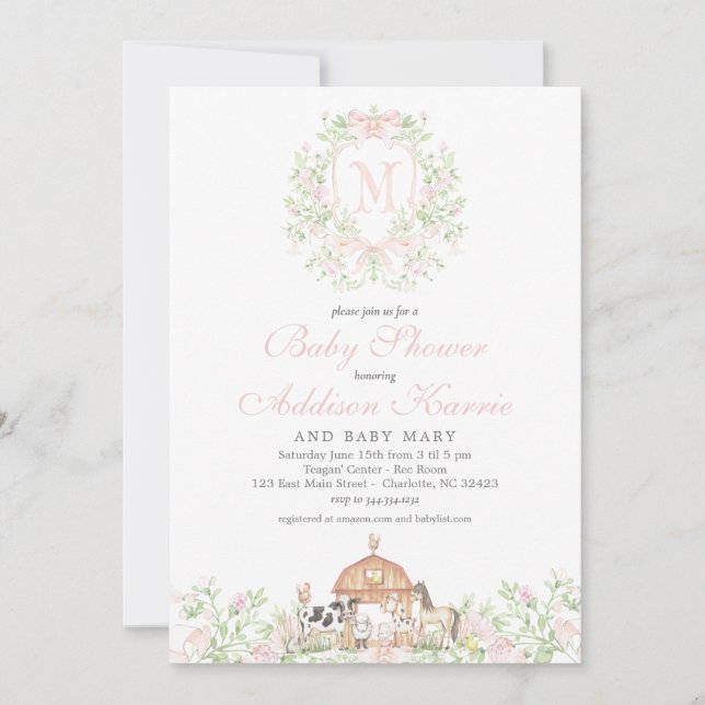 Girl Farm Baby shower invitation Einladung (Vorderseite)