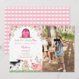 Girl Farm Birthday Foto Einladung