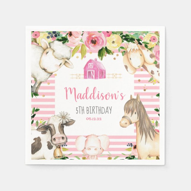 Girl Farm Birthday napkin Serviette (Vorderseite)