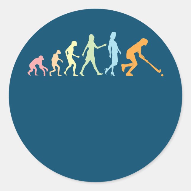 Girl Field Hockey Evolution Women Field Hockey Runder Aufkleber (Vorderseite)