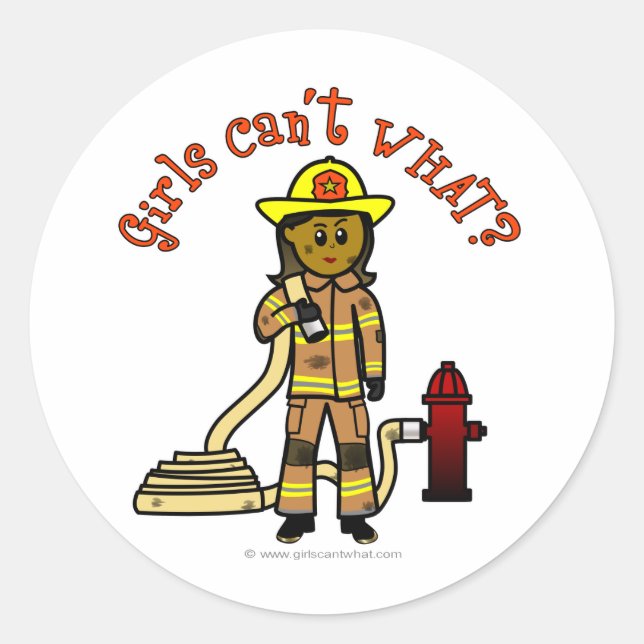 Girl Firefighter Runder Aufkleber (Vorderseite)