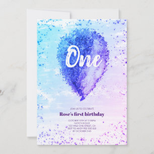 Girl First Birthday Glitzer Ombre Balloon Einladung