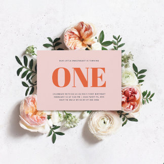 Girl First Birthday Modern Pastel Pink Einladung