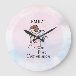 Girl, First Communion Angel Große Wanduhr