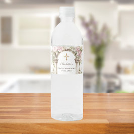 Girl First Communion Pink Florals Arch Cross