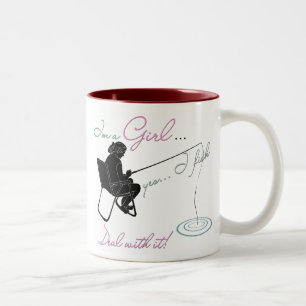 Girl Fishing Deal with it Fishing Gear Zweifarbige Tasse