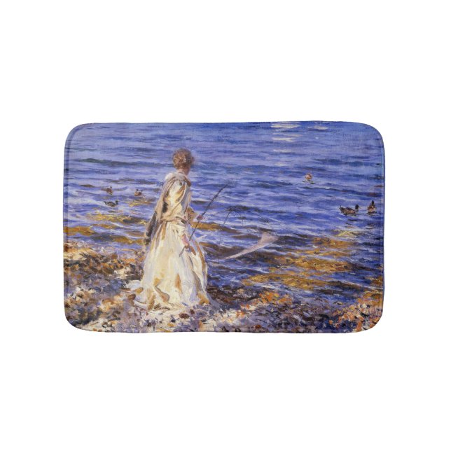 Girl Fishing (von John Singer Sargent) Badematte (Vorderseite)