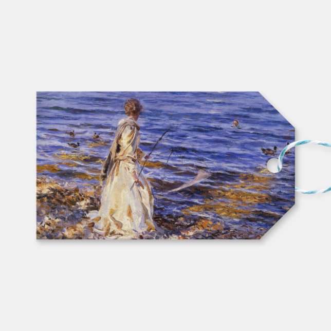Girl Fishing (von John Singer Sargent) Geschenkanhänger (Vorderseite (Horizontal))