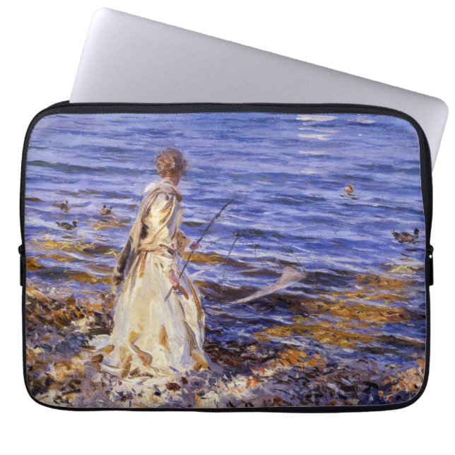 Girl Fishing (von John Singer Sargent) Laptopschutzhülle (Vorderseite)