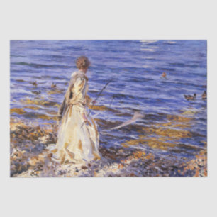 Girl Fishing (von John Singer Sargent) Seidenpapier