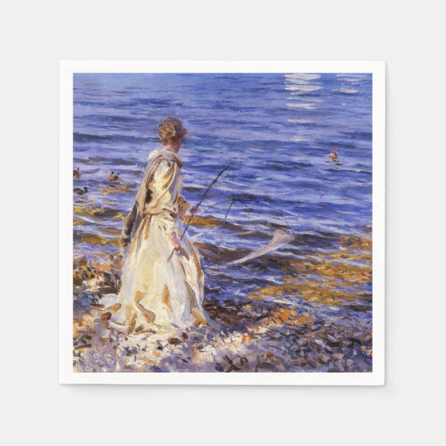 Girl Fishing (von John Singer Sargent) Serviette (Vorderseite)